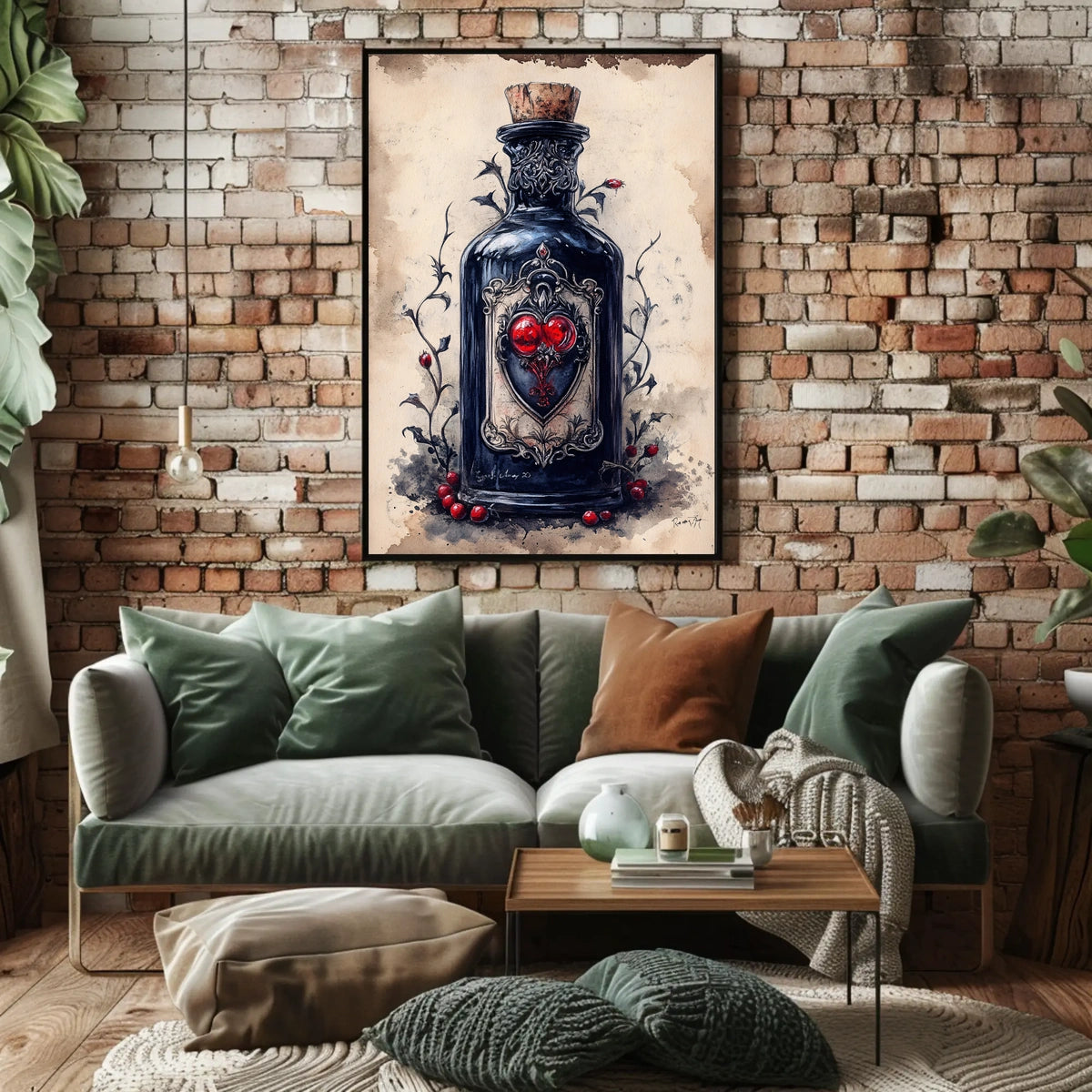 Vintage Glass Bottle Illustration Print - Abstract, Artistic, or Pop Culture Poster
