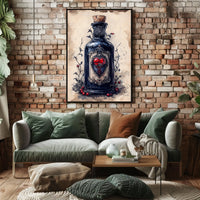 Vintage Glass Bottle Illustration Print - Abstract, Artistic, or Pop Culture Poster