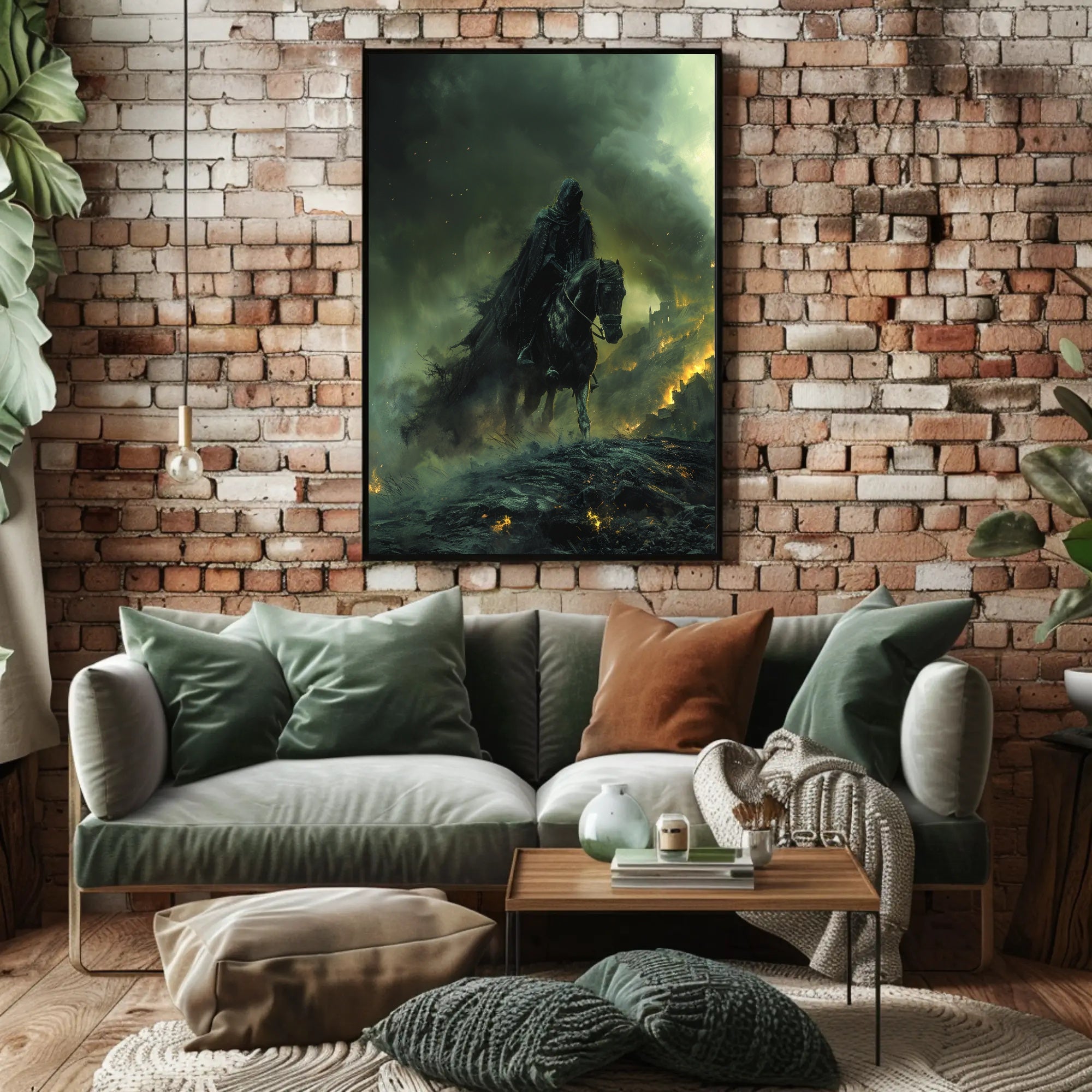 Dark Rider in Apocalyptic Scene Fantasy or Mythology Poster PosterGoat
