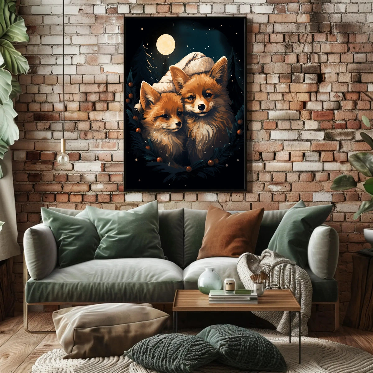 Moonlit Foxes Poster