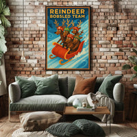 Reindeer Bobsled Adventure Poster: Fantasy or Mythology Poster