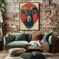 Majestic Ram Art Print Poster for Home Decor PosterGoat