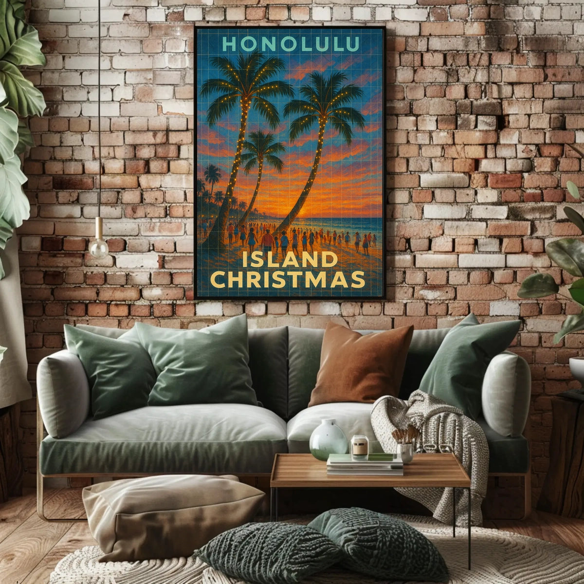 Honolulu Island Christmas Poster