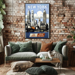 New York City Poster Vintage Travel Cityscape Wall Art