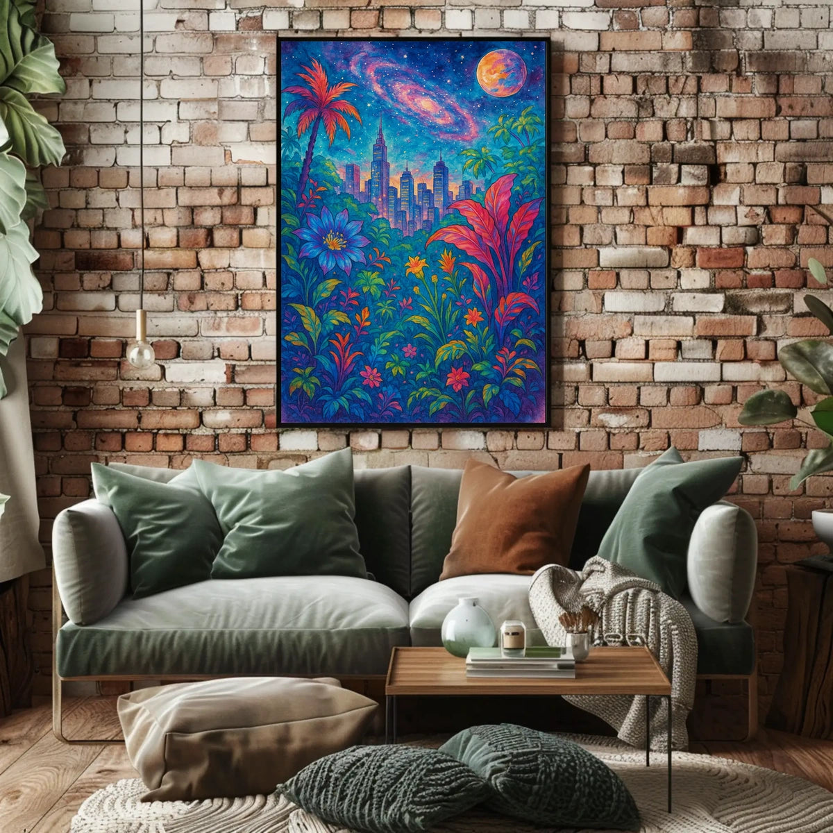 Cosmic Jungle Cityscape Poster