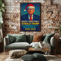 Trump in Santa Hat Merry Christmas 2025 Poster