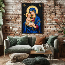 Iconic Mother Mary Holding Jesus Poster