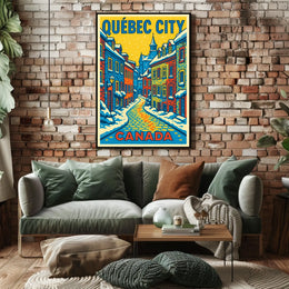 Québec City Winter Charm Pop Art Travel Poster