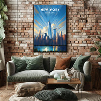 New York City Skyline Vibrant Urban or Cityscape Poster