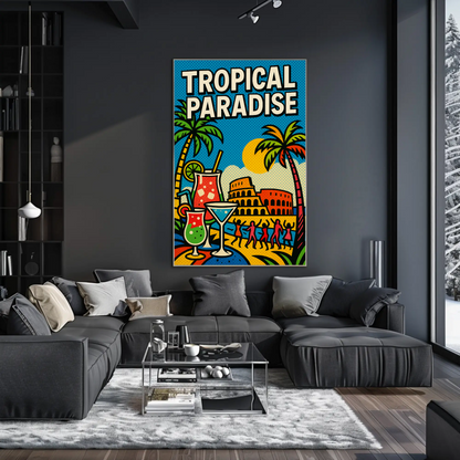 Tropical Paradise Pop Art Cocktail Beach Poster Poster
