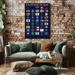 American State Flags with Playful Twist Educational or Infographic Poster