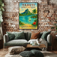 Tahiti Vintage Paradise Poster: Tropical Island Art Print