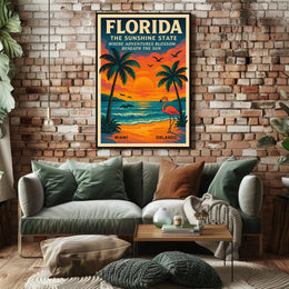 Florida Vintage Travel Poster Wall Art Print