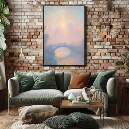 Serene Bridge Sunset Poster Wall Art Print