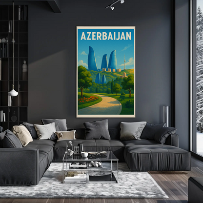 Majestic Azerbaijan Cityscape, Landmarks and Culture Travel Poster