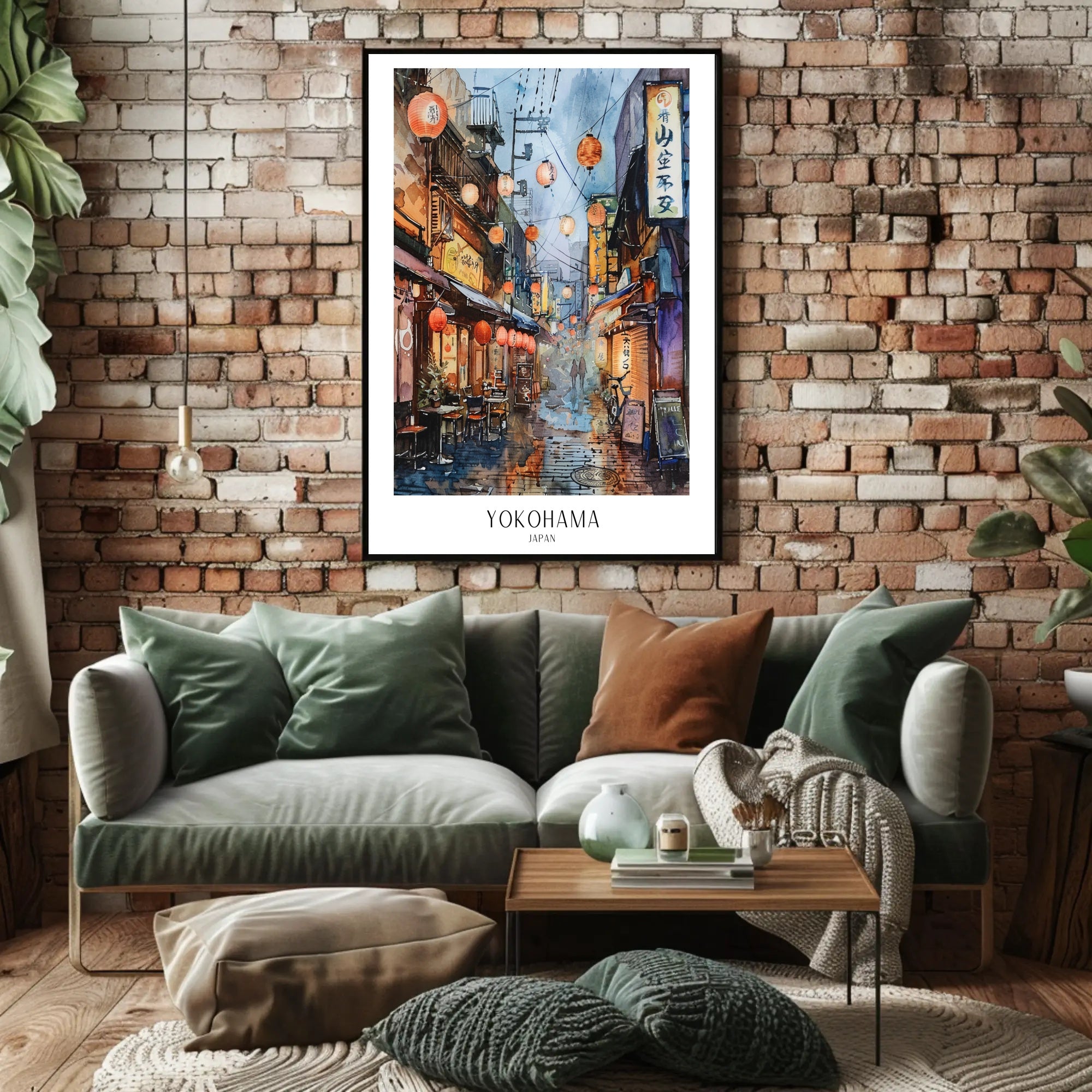 Yokohama Street Scene Poster PosterGoat