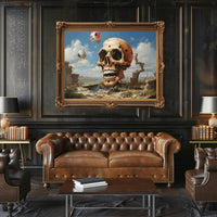 Eerie Skull Landscape Under A Futuristic Sci-Fi Poster