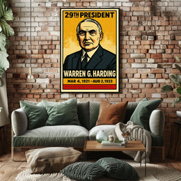 Warren G. Harding 29th President of the United States Inked Comic Style Poster