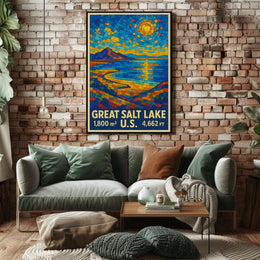 Great Salt Lake Vibrant Mosaic Landscape Poster