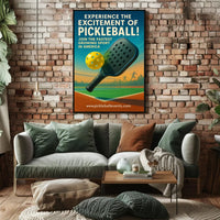 Pickleball Paddle in Action: Vibrant Sports Poster PosterGoat