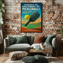 Pickleball Paddle in Action: Vibrant Sports Poster PosterGoat