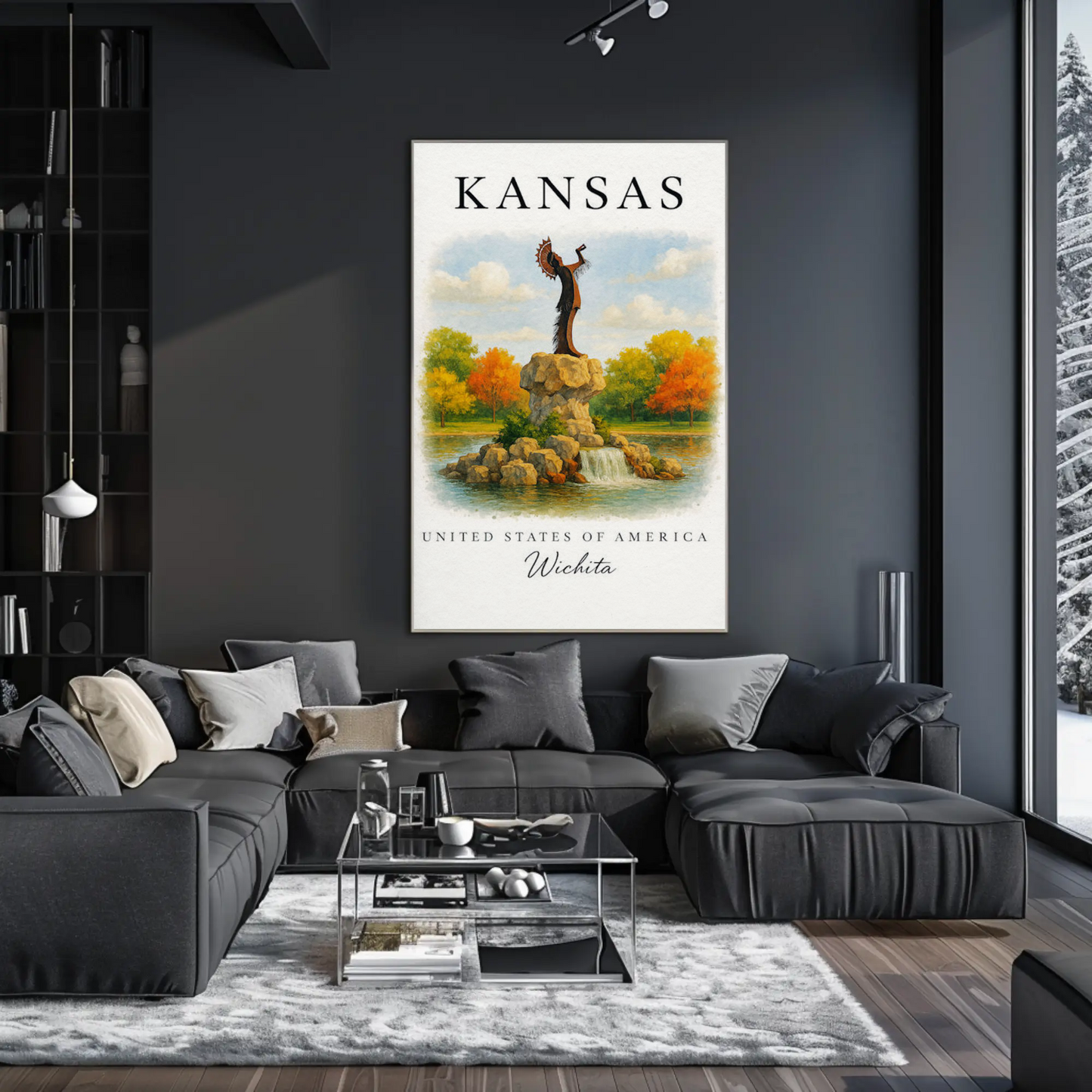Wichita Kansas Keeper Park Autumn Waterfall Poster Poster