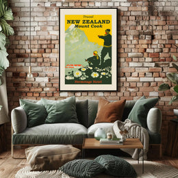 Mount Cook Adventure Exploration New Zealand Travel Poster