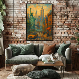 New York City Skyline Poster Modern Travel Wall Art