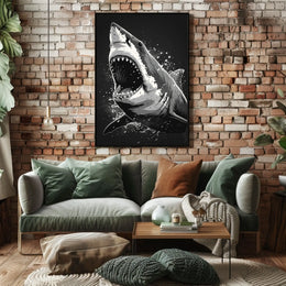 Ferocious Shark Illustration Poster