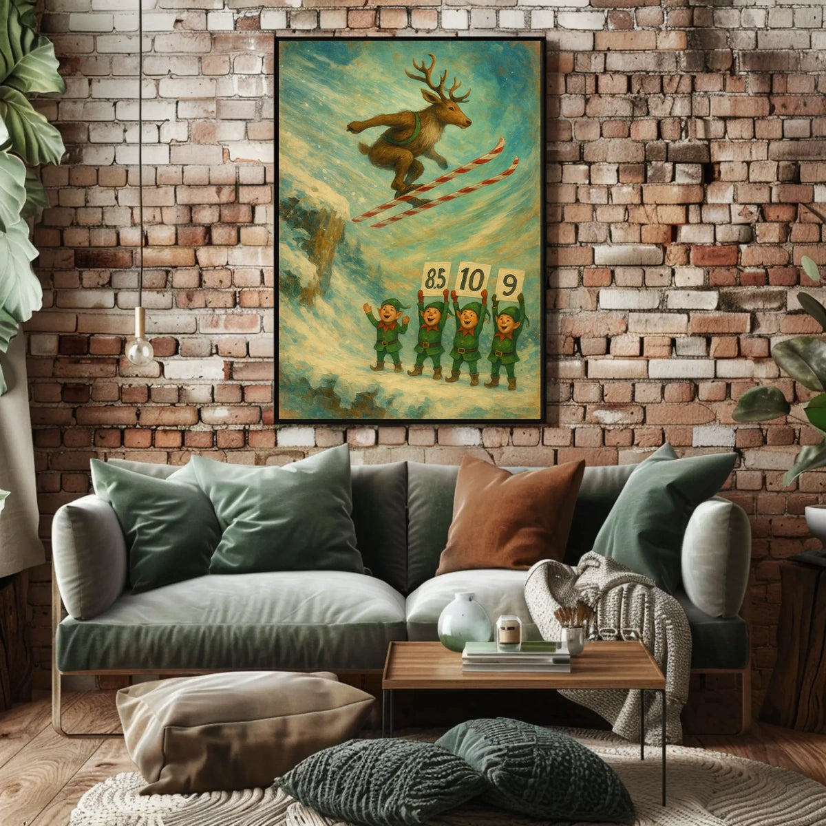 Reindeer Ski Jump Poster