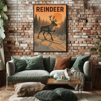 Reindeer On Skis Poster