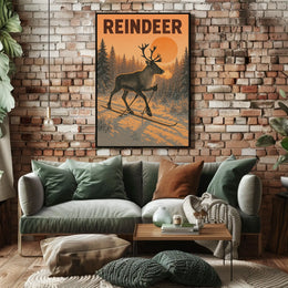 Reindeer On Skis Poster