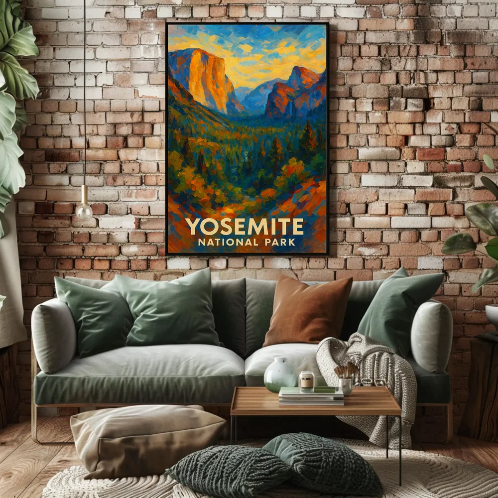 Abstract Yosemite Landscape Poster Vivid for Home Decor