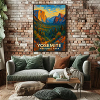 Abstract Yosemite Landscape Poster Vivid for Home Decor
