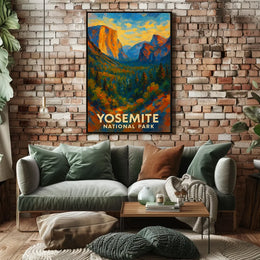 Abstract Yosemite Landscape Poster Vivid for Home Decor