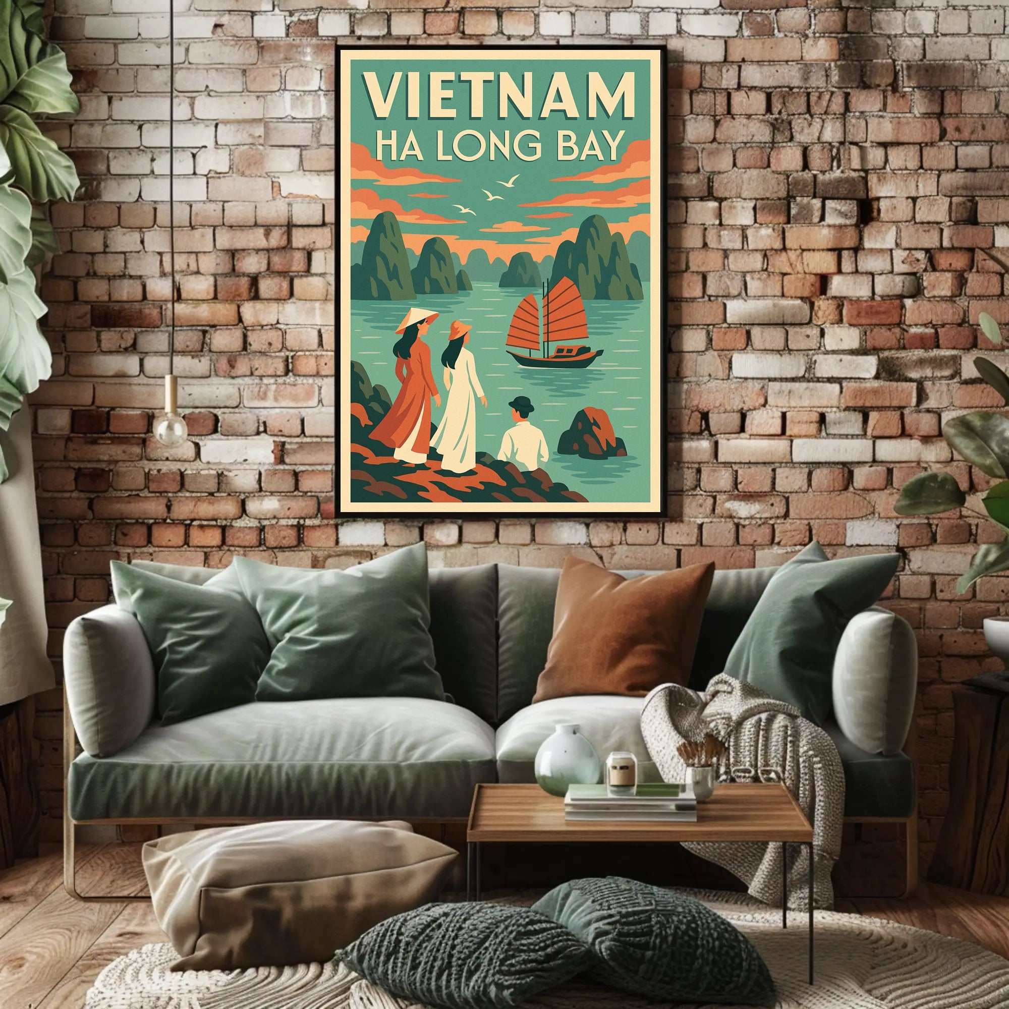 Scenic Ha Long Bay Vintage Travel Artwork Poster