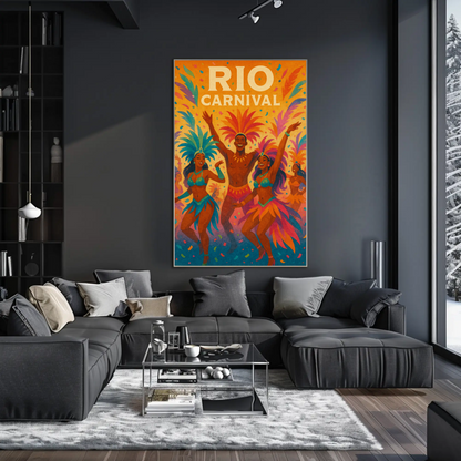 Rio Carnival Dancers Celebration Travel Poster