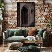 Mysterious Gothic Doorway with Abstract Symbol Artistic Poster PosterGoat