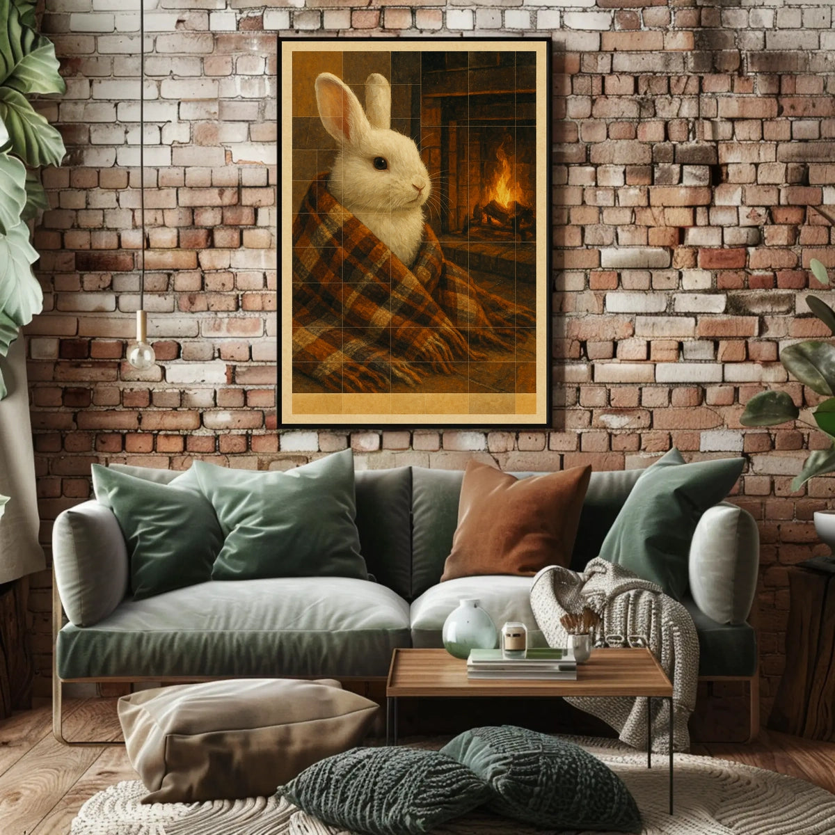 Cozy Bunny By The Fireplace Poster