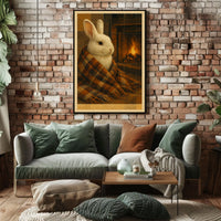 Cozy Bunny By The Fireplace Poster
