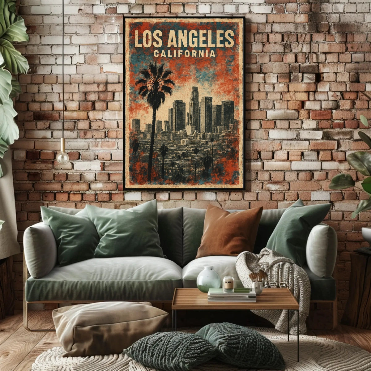 Los Angeles Vintage Cityscape Palm Retro Poster