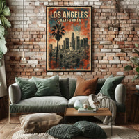 Los Angeles Vintage Cityscape Palm Retro Poster