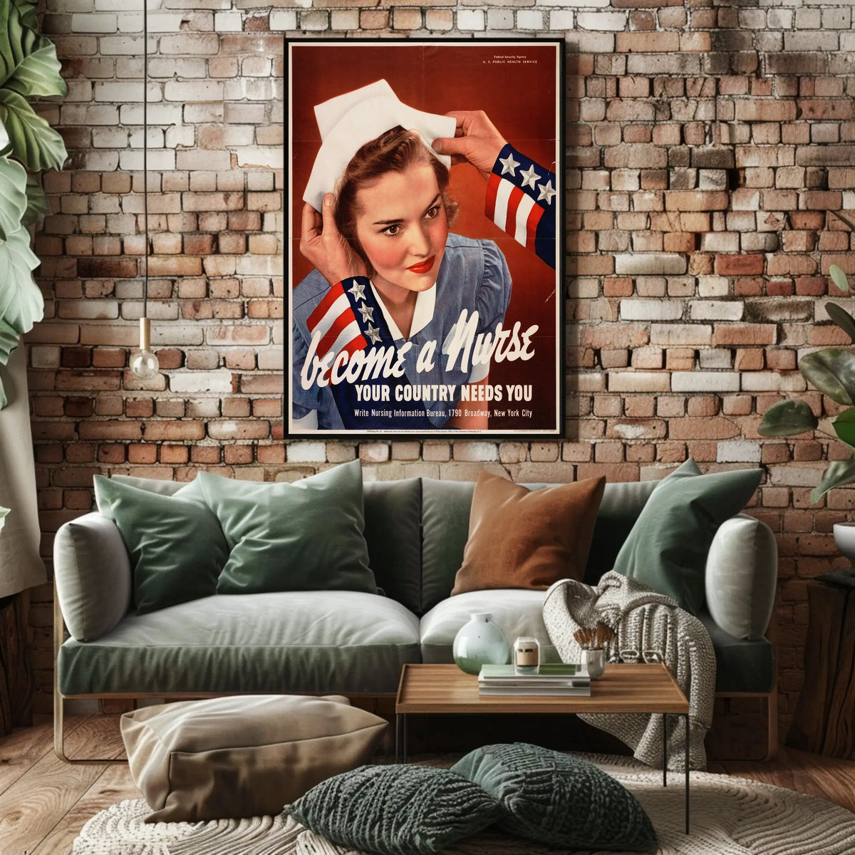 Vintage Nurse Recruitment: WWII Patriotic Propaganda Poster