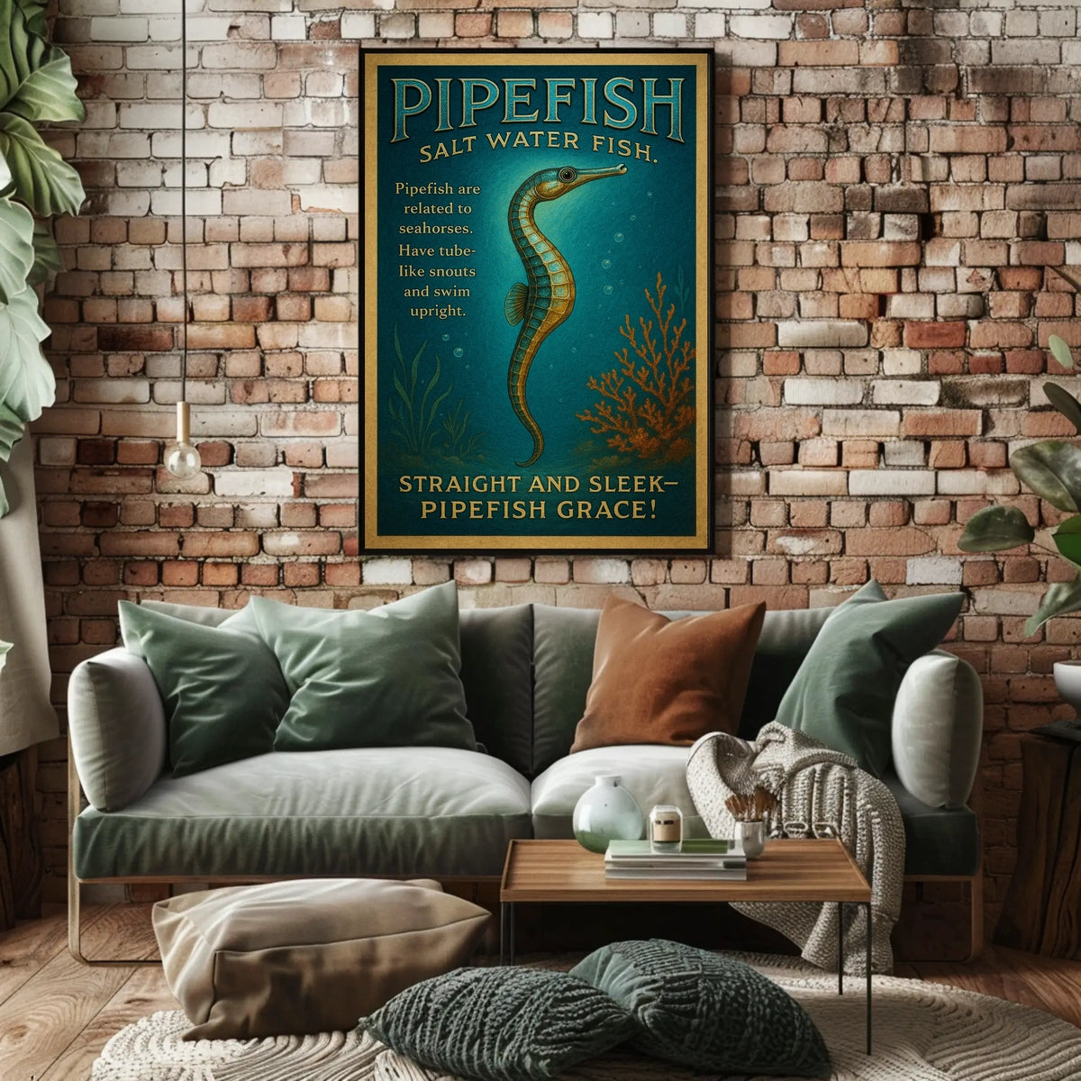 Pipefish Illustration: Vintage Marine Life Educational Poster