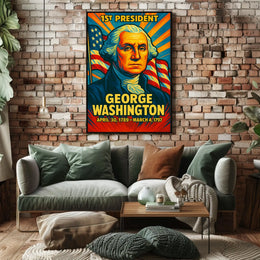George Washington 1st President of the United States Colorful Comic Book Style Poster