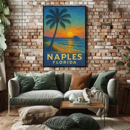 Naples Florida Sunset Poster Wall Art 18x24 Coastal Decor