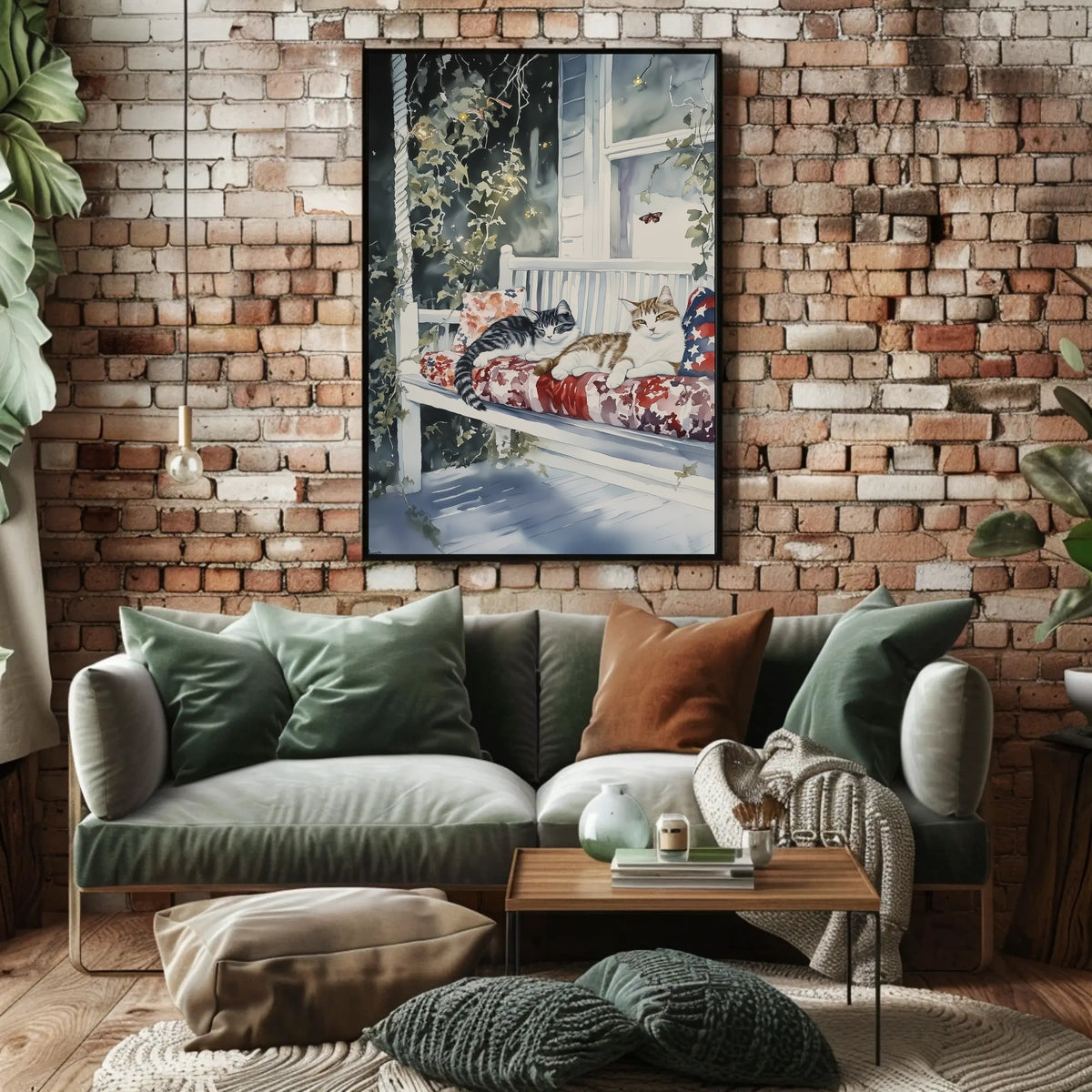 American Flag Street Scene Urban Wall Art Decor Poster