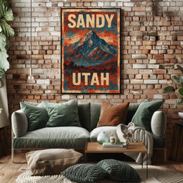 Sandy Utah Wasatch Range Mountain Adventure Travel Vintage Ads Typography Nature Landscape Poster