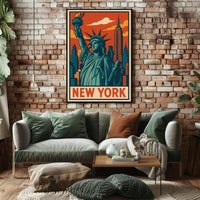 New York Skyline And Statue Of Liberty Poster