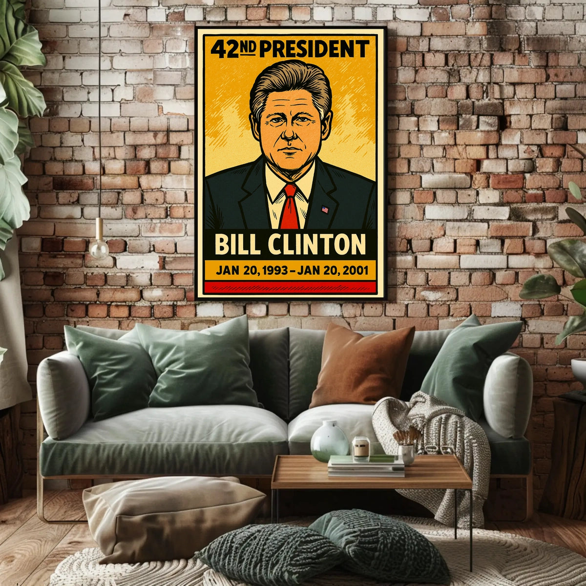 Bill Clinton 42nd President of the United States Inked Comic Style Poster
